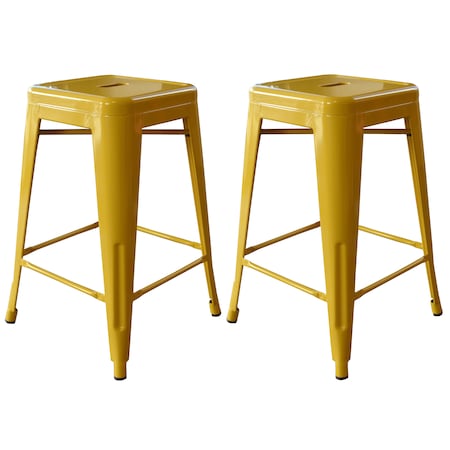 Amerihome Loft Gold 24" Metal Bar Stool, PK2 BS24GOLD
